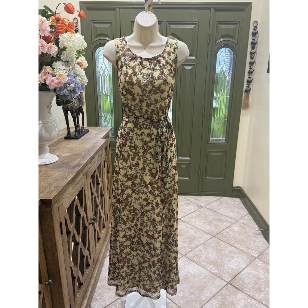 Harlow & Rose Yellow Floral Maxi Dress – Women's Size Medium